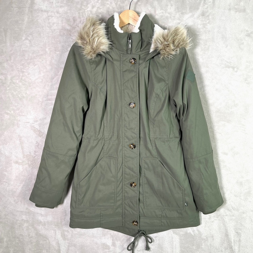Hollister Heritage Parka Jacket S Olive Sherpa Faux Fur Hood Coat Y2K Bella Swan